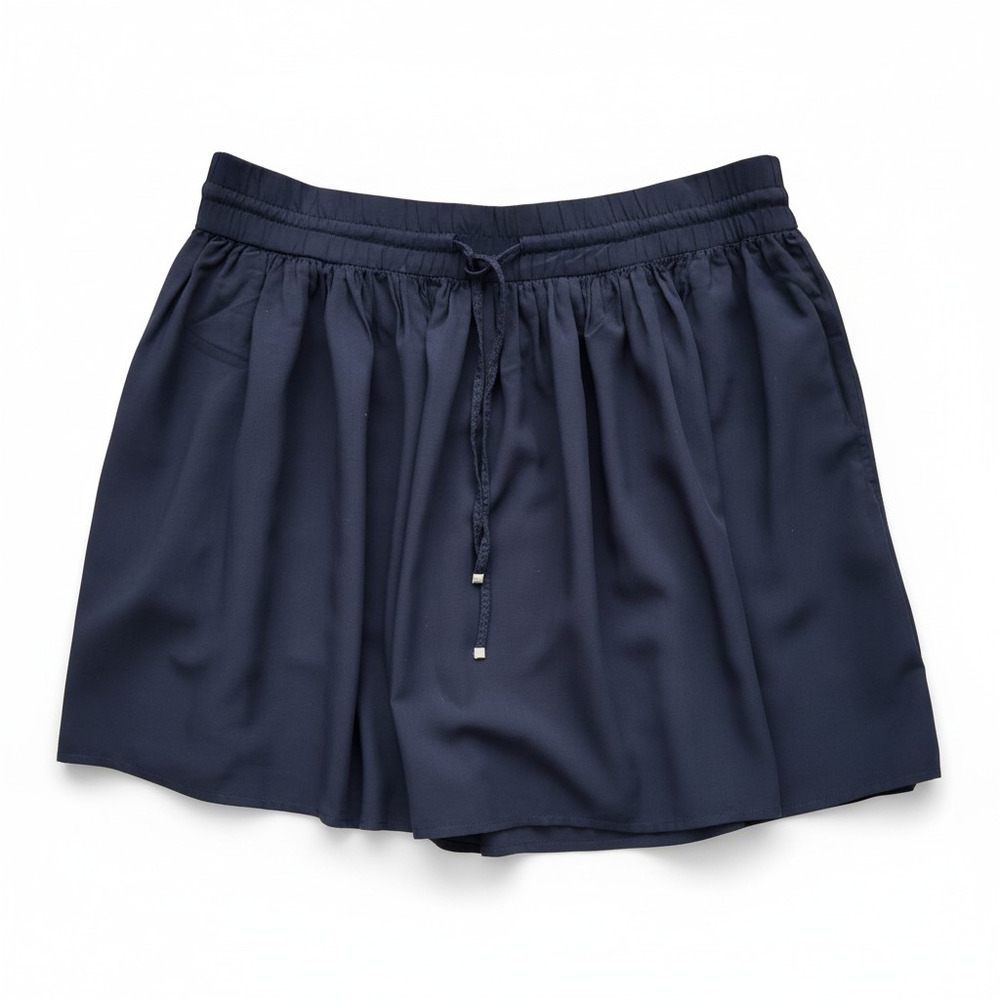 MNG Casual Navy Blue Flowy Skirt Size Medium Elastic Waist Drawstring Pockets - Picture 2 of 6
